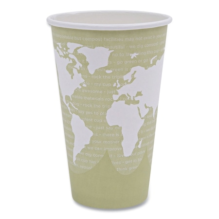 Eco-Products World Art Renewable and Compostable Hot Cups, 16 oz, Moss, PK50 EP-BHC16-WAPK